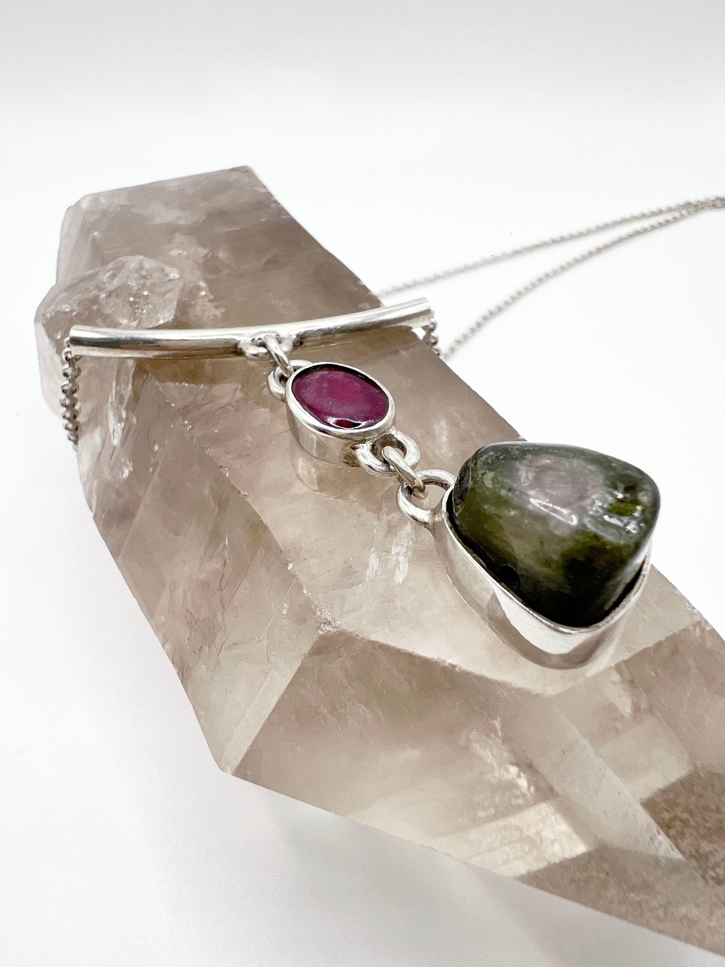 Watermelon Tourmaline and Garnet Necklace