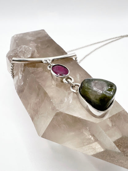 Watermelon Tourmaline and Garnet Necklace