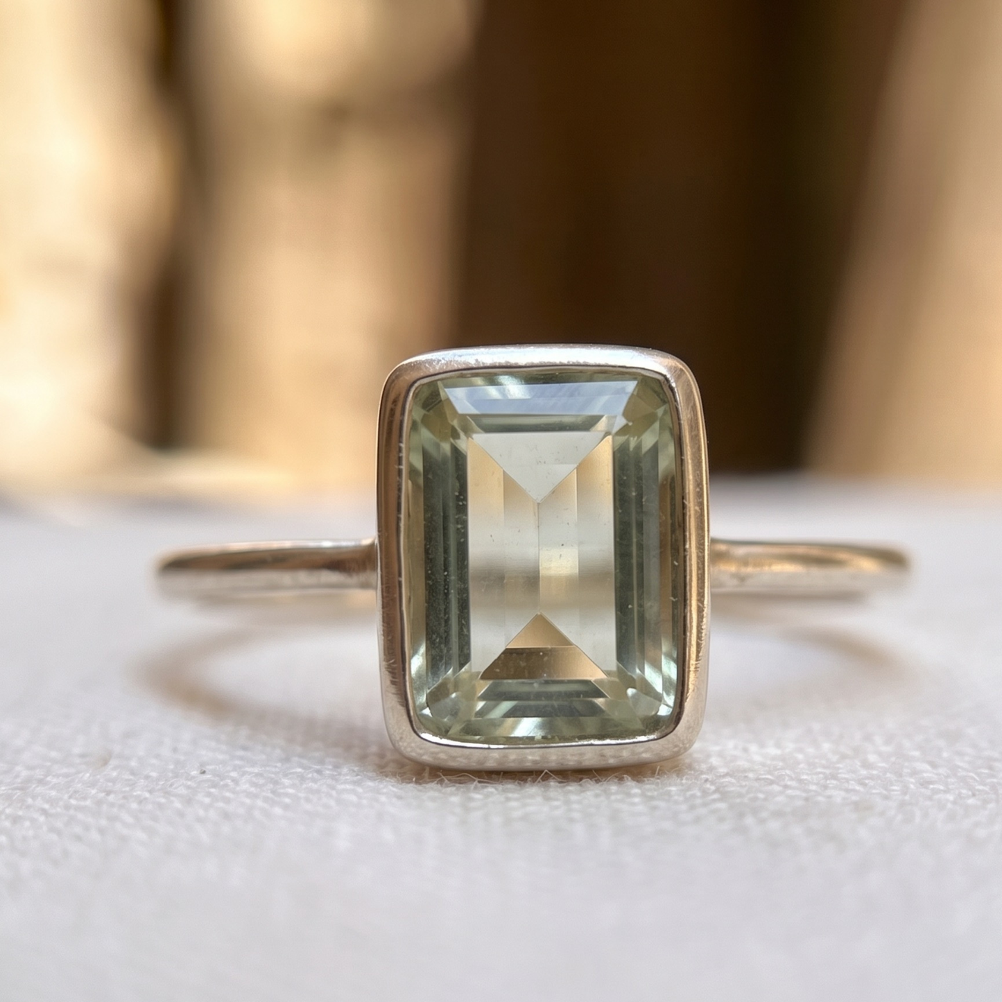 Anillo Prasiolita Facetado