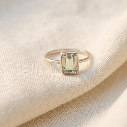 Anillo Prasiolita Facetado