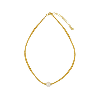 Collar Perla Verano Hilo Trenzado Elastico