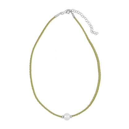 Collar Perla Verano Hilo Trenzado Elastico