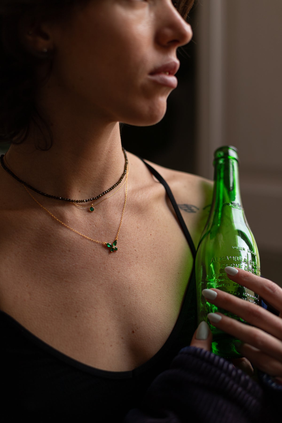 Collar con colgante de mariposa verde esmeralda – hecho a mano en Barcelona