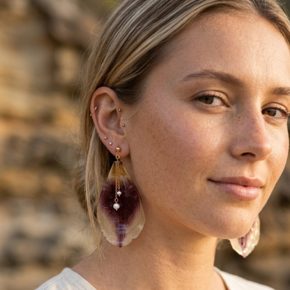 Pendientes Petalo de Tulipan con Perlas